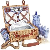 Wicker Picknickkorb Set für 2-4 Person mit Kühlfach und wasserdichte...