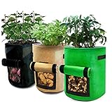 SENXINGYAN Pflanztaschen 3er Pack, Atmungsaktive Vliesstoff Pflanzsäcke, 10...
