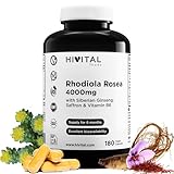 Rhodiola Rosea 4000 mg. 180 vegane Kapseln für 6 Monate. Mit Extrakten aus...