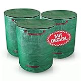 Bolson 3er Set Gartensack mit Deckel verschließbar - 272L Gartenabfallsack mit...