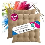 wometo 2er Set Sitzkissen Stuhl 40x40 Oeko-TEX - beige Sitzpolster Stuhlkissen...
