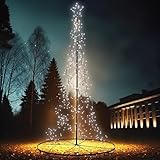 Lunartec Weihnachtsbaum Outdoor: LED-Metall-Tannenbaum, Stern, für außen, 180...