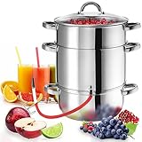 tectake Dampfentsafter 15L Edelstahl, Entsafter, Saftpresse für Obst und...
