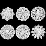 Ouligay 6 Stück Kleine Spitzendeckchen Vintage Klein Rund Häkeln Tischläufer...