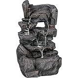 STILISTA Gartenbrunnen Steinwasserfall 47 x 28 x 25 cm, mit LED Beleuchtung,...