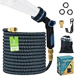 FLOWCASA Flexibler Gartenschlauch 30m, Automatisch Einziehbar mit...