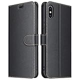 ELESNOW Hülle für iPhone X/XS, Premium PU Leder Flip Wallet Schutzhülle...