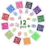 Vicloon Stempelkissen Set, 12 Farben Stempelkissen Fingerabdrücke Set, Ungiftig...