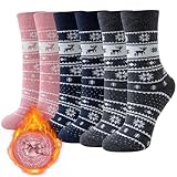 Niorasen Thermosocken Damen, Wollsocken, Warme Wintersocken, Dicke Stricksocken,...