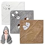 3 Stücke Kapuzenhandtuch Baby - 80 x 80cm Baby Handtuch Kapuze Niedliches...
