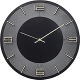 Kare Design Wanduhr Leonardo, Schwarz/Gold, 49cm Durchmesser, Modern, Aluminium,...