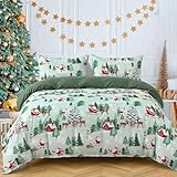 WONGS BEDDING Weihnachts Bettwäsche 135x200 2 Teilig, Weihnachtsmann Muster...