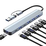 USB C Hub 3.0, 7 in 1 USB Hub 3.0 Multiport Adapter mit USB 3.0, USB 2.0, USB...