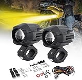 CO LIGHT 2 Stück Motorrad LED Nebelscheinwerfer 60W Bernstein/Gelb Weiß...