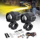 CO LIGHT 2 Stück Motorrad LED Nebelscheinwerfer 60W Bernstein Weiß Zweifarbige...