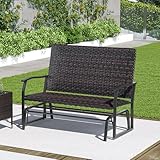 GIANTEX Schaukelbank Outdoor 2 Sitzer, Gartenbank mit Schaukelmechanismus,...