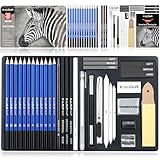 KALOUR PDAS 36-teiliges Zeichenset, Skizzier-Set, Profi-Kunst-Skizzenzubehör,...