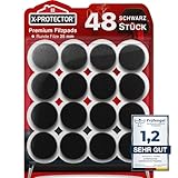 X-Protector Filzgleiter 48 Stück 25 mm - Prämie Möbelgleiter Schwarz - Dicker...