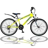 Talson 24 Zoll Mountainbike Fahrrad mit Gabelfederung & Beleuchtung 21-Gang...