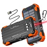 Solar Powerbank 38800 mAh mit 4 Kabeln, Powerbank USB-C Schnellladung 5...