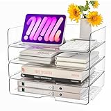 4 Stück Acryl Briefablage in Premium-Qualität, Transparent Ablagefächer...