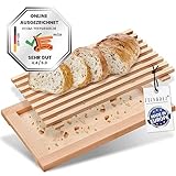 FEINHOLZ Brotschneidebrett mit Krümelrost aus Holz • 40cm x 25cm •...