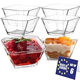 LAV Modern Glas Dessertschalen Set 6, 300ml 100% BLEI FREI Stapelbare...