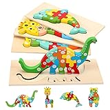 Holzpuzzle für Kleinkinder von 1-3 Jahren, Montessori-Spielzeug für Kinder ab...