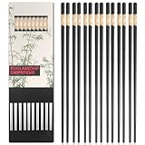 10 Paar Schwarz Essstäbchen, Legierung Essstäbchen Spülmaschinenfest,...