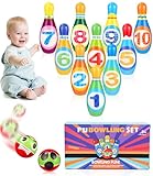 12 Stück Bowling Set, Bowling Set Kinder, inklusive Bowling und Tragetasche,...