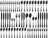 Besteck Set 12 Personen, 60-teiliges Schwarzes Besteck, Hochglanzpoliert und...