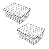 Spetebo Aufbewahrungskorb aus Metall 28 x 22 cm schwarz - 2er Set - Regal...