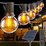 Ollny Solar Lichterkette Außen 10M mit 16+1 LED-Glühbirnen, Solarbetriebene...