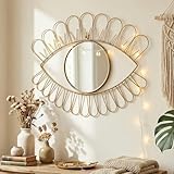 MIJOMA Wandspiegel Auge Goldfarben – Dekospiegel aus Metall 50 x 35 cm...