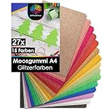 OfficeTree 27x Bögen Glitzer Moosgummi 2mm - Moosgummi Glitzer Platten A4 -...