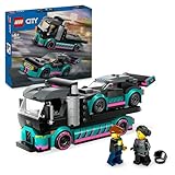 LEGO City Autotransporter mit Rennwagen, LKW-Spielzeug mit Verstellbarer...
