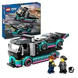 LEGO City Autotransporter mit Rennwagen, LKW-Spielzeug mit Verstellbarer...