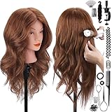 SZCY LLC Mannequinkopf mit 100 % Echthaar, 45,7 cm, Dunkelbraun, Kosmetik,...
