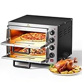 2-Etagen Pizza-Backofen 3000W mit Cordierit Stein für Pizza wie aus dem...