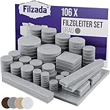 Filzada® Filzgleiter Selbstklebend Set 106 Stück (Eckig und Rund) - Grau -...