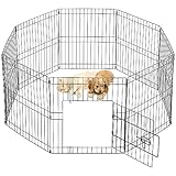 Yaheetech 8-TLG Welpenlaufstall 61cm hoch, Freilaufgehege mit Tür, hundegitter...