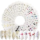 JNCH 54Pcs Gold Nagelsticker Silber Wassertransfer Blumen Nagelsticker Nail Art...