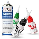TOP2GLUE Sekundenkleber 3x je 20g - Aktivatorspray 200ml für alle Anwendungen,...
