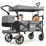 Sekey Bollerwagen Faltbar mit Dach, Kinder Bollerwagen mit XXL PU-Rädern (Ø...