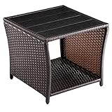 Casaria® Polyrattan Beistelltisch mit WPC Tischplatte 45x45x40cm 80 kg...