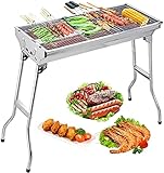 Uten Edelstahl BBQ Holzkohlegrill Räuchergrill Faltbar Tragbar für Kochen im...