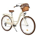 MILORD Damenfahrrad Citybike Komfort Mit Weidenkorb Hollandrad Vintage Fahrrad,...