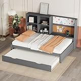 Gegtuon Schlafsofa Kinderbett 90x200 mit USB-Anschluss und Tafeln, Sofabett...