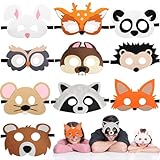 10 Stück Tiermasken Filz, Halbmasken für Kinder, Augenmaske für Geburtstag,...