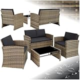 tectake Lounge Gartenmöbel Set Poly Rattan für den Garten, Möbel für den...